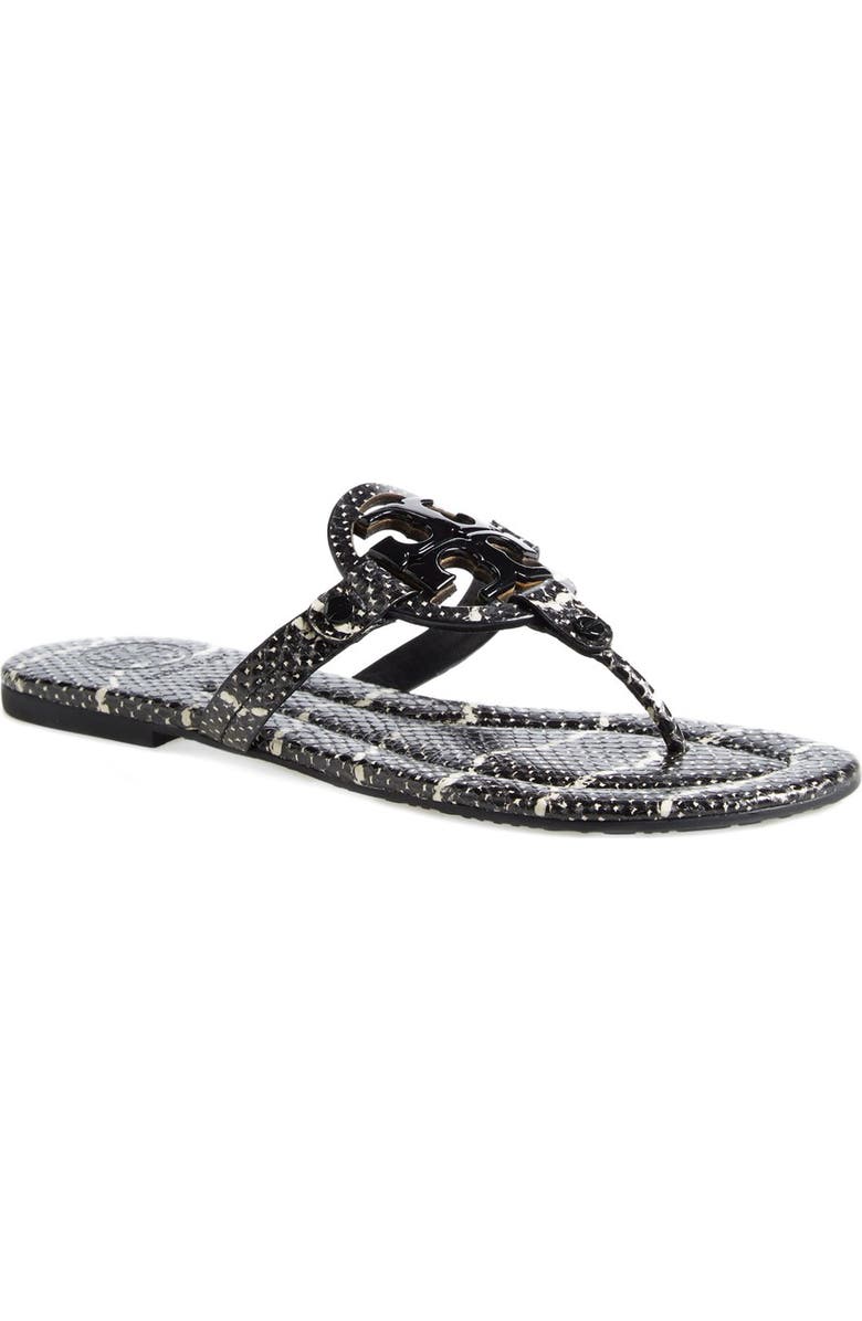 Tory Burch 'Miller 2' Snake Embossed Leather Sandal, Main, color,