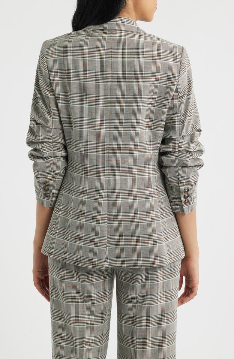 Anne Klein Windowpane Plaid Scrunch Sleeve Jacket, Main, color, Anne Black Multi
