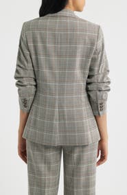 Anne Klein Windowpane Plaid Scrunch Sleeve Jacket
