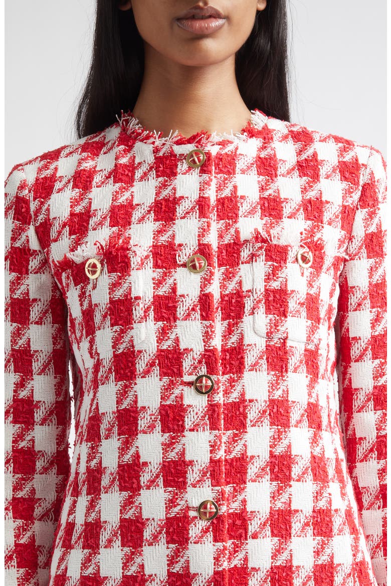 Lora Textured Gingham Tweed Jacket, Alternate, color, SCARLET/ BRIGHT WHITE