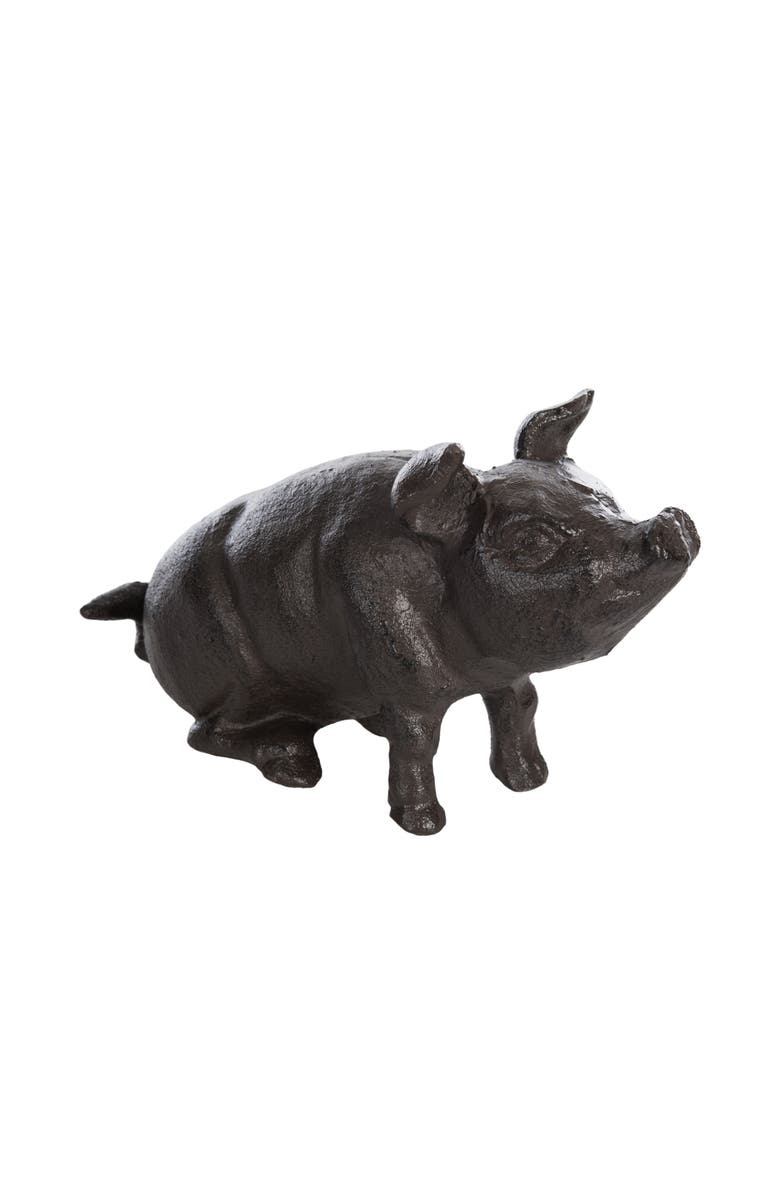 Transpac Iron Pig Garden Statue Metallic for Spring Home Decor, Alternate, color, Brown
