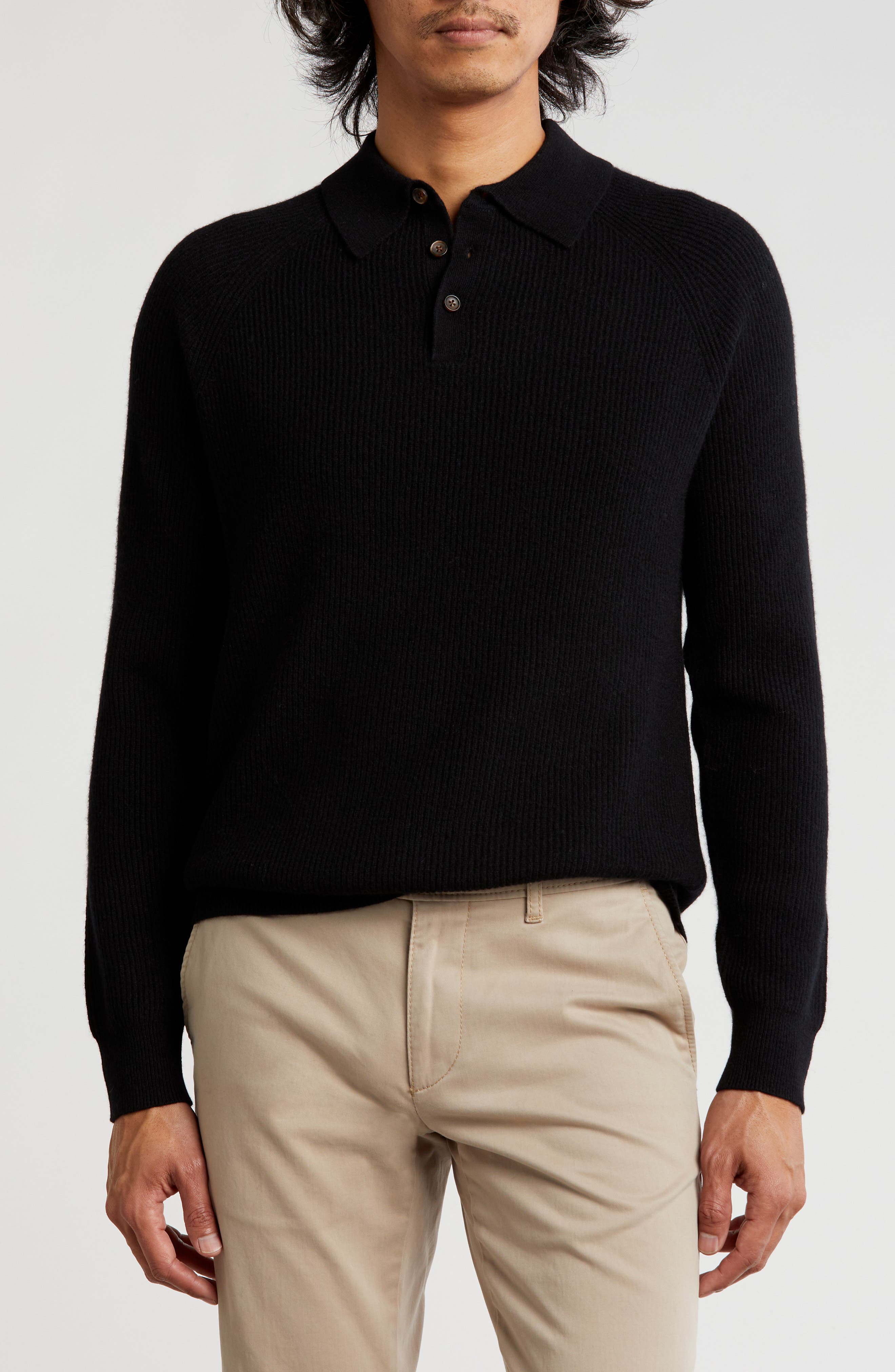 Amicale Rib Cashmere Polo Sweater