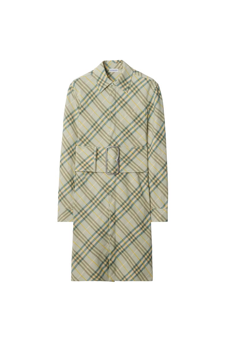 Burberry Check Stretch Linen Shirt Dress, Alternate, color, Breeze