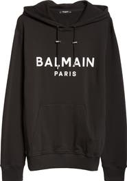 Balmain Logo Organic Cotton Graphic Hoodie