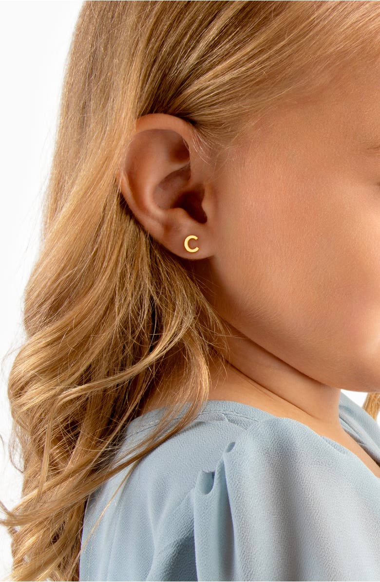 Tiny Blessings 14K Gold Initial Studs Screw Back Earrings, Alternate, color, 14K Gold - C