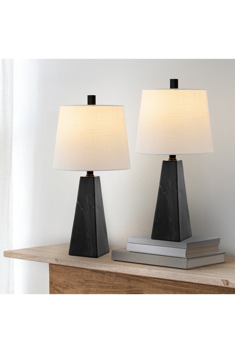 Owen Contemporary Resin LED Table Lamp, Alternate, color, Black Marble Finish- Set of 2