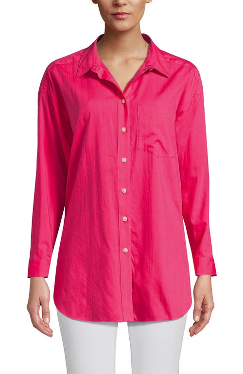 Lands' End Plus Size Cotton Voile Billowy Oversized Shirt In Pink