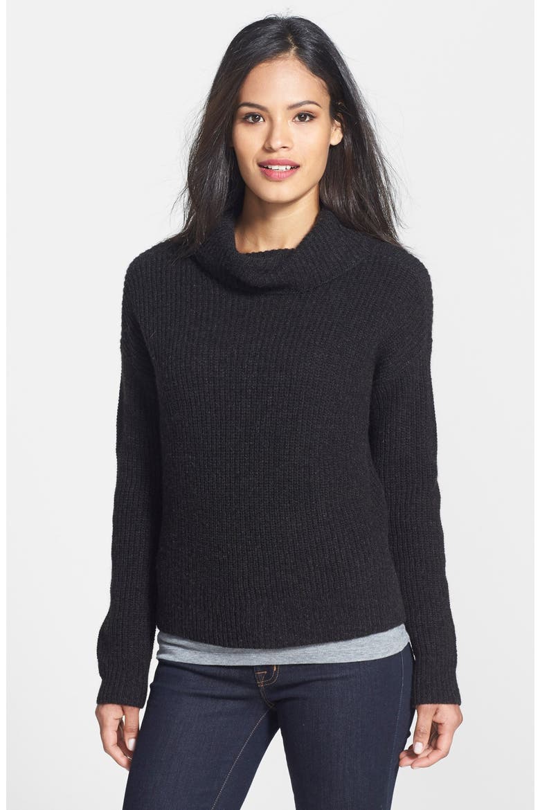 Yak & Merino Cowl Neck Sweater, Main, color, CHARCOAL