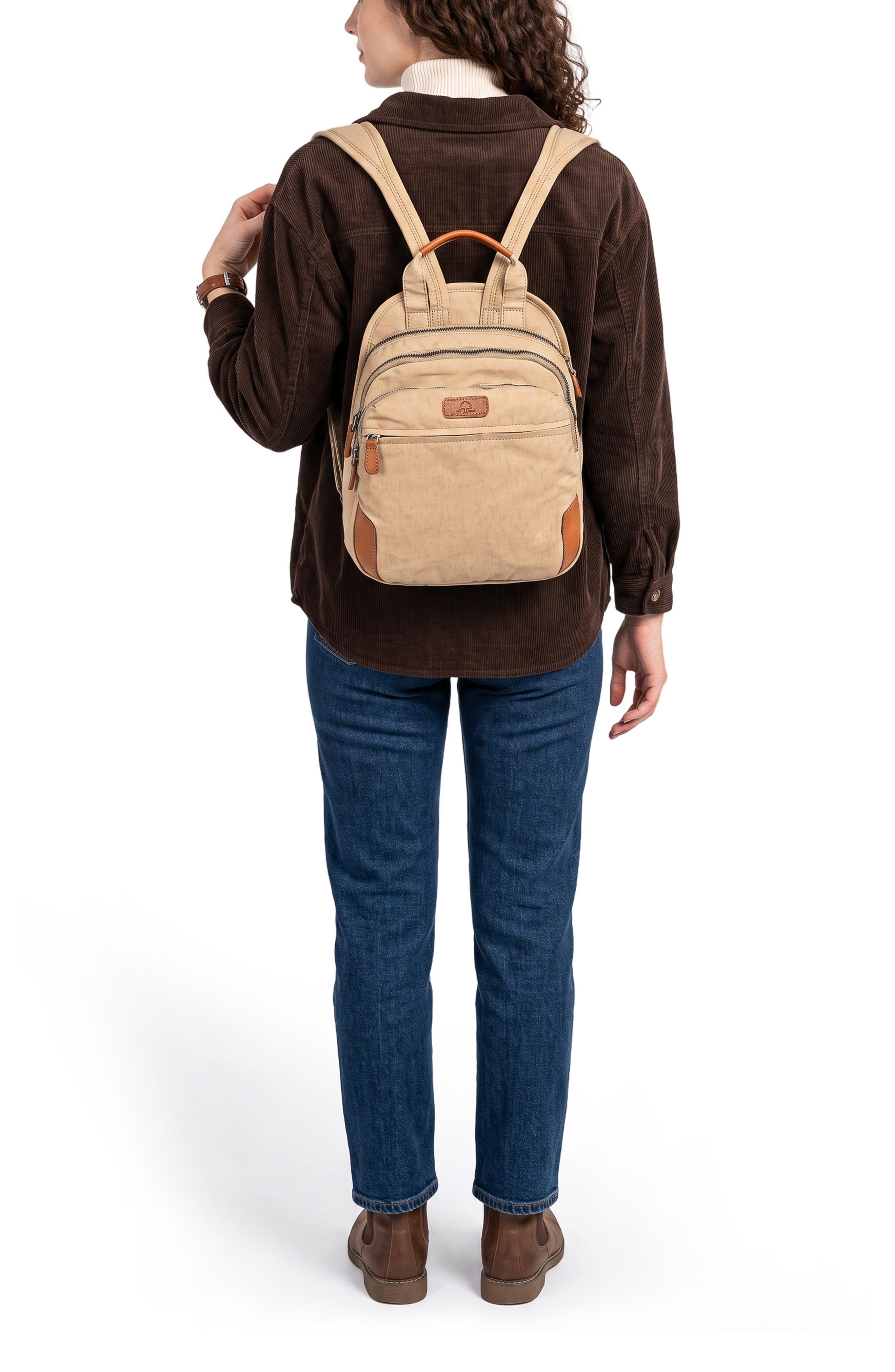 Turtle Cove Canvas Leather Backpack, Alternate, color, BEIGE