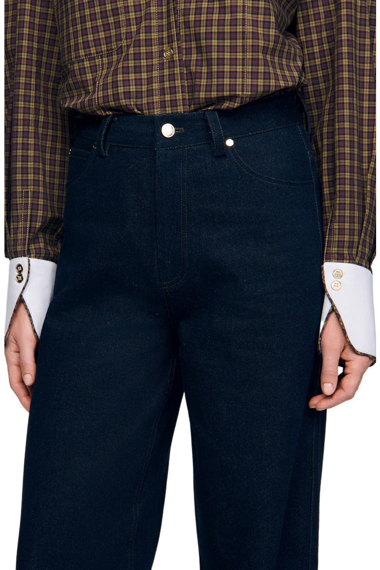 Wide-leg raw jeans, Alternate, color, Blue jean