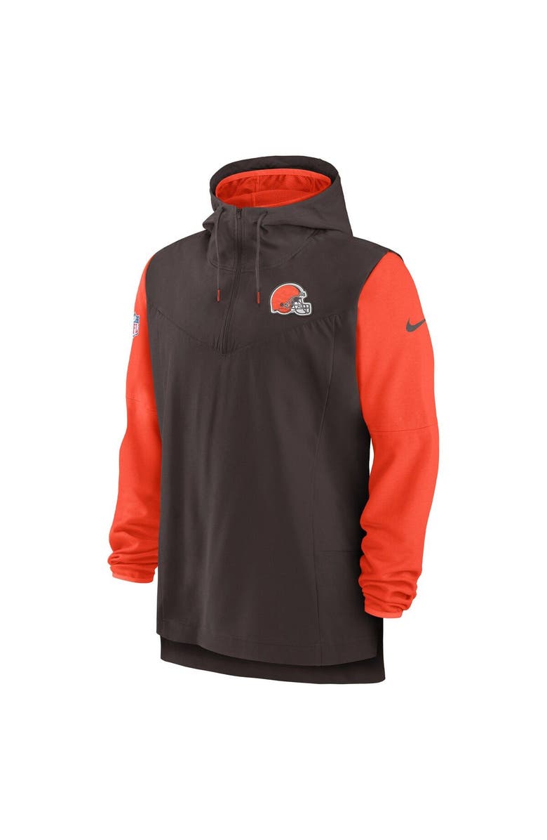 Nike Men's Nike Brown/Orange Cleveland Browns Sideline Player Quarter-Zip Hoodie, Alternate, color, Brown
