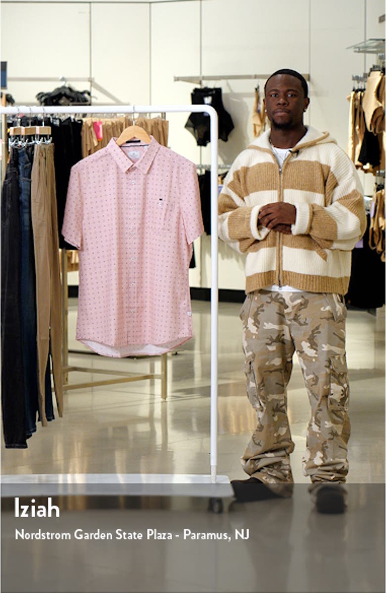 Ronin Medallion Print Short Sleeve Performance Button-Up Shirt, sales video thumbnail