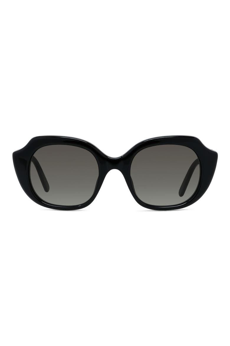 Slim 50mm Geometric Sunglasses, Main, color, SHINY BLACK / GRADIENT SMOKE