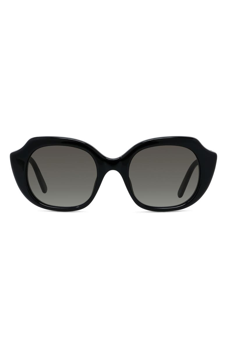 Loewe Slim 50mm Geometric Sunglasses, Main, color, Shiny Black / Gradient Smoke