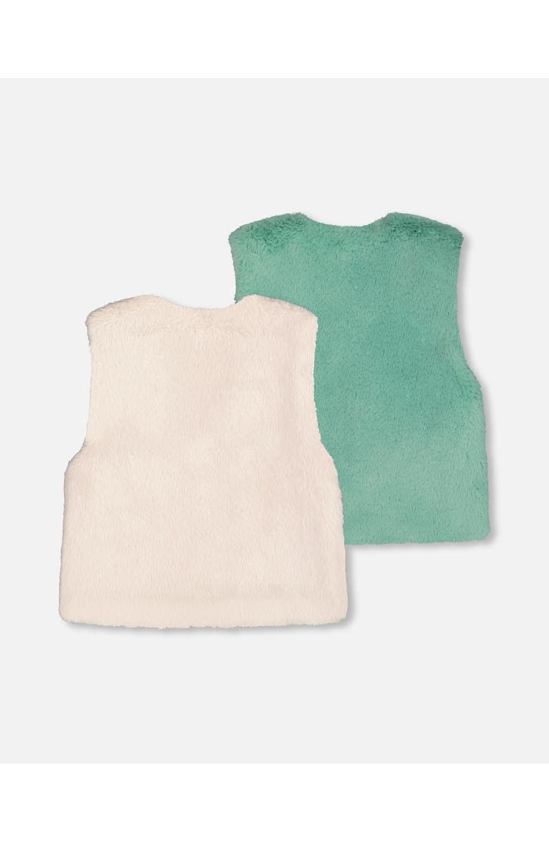Deux par Deux Reversible Faux Fur Vest, Alternate, color, Off-White