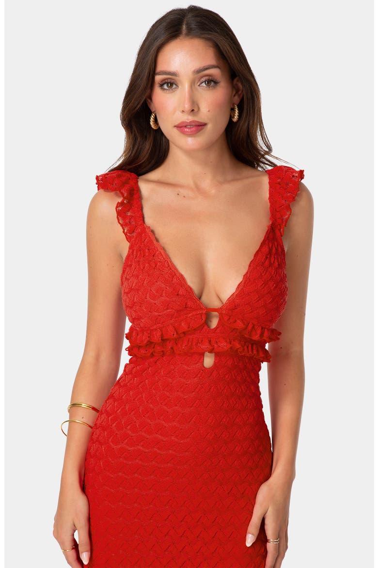 Lace Keyhole Maxi Dress, Alternate, color, RED