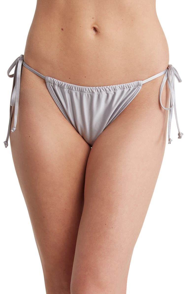 Good American Ruched String Bikini Bottoms, Main, color, 