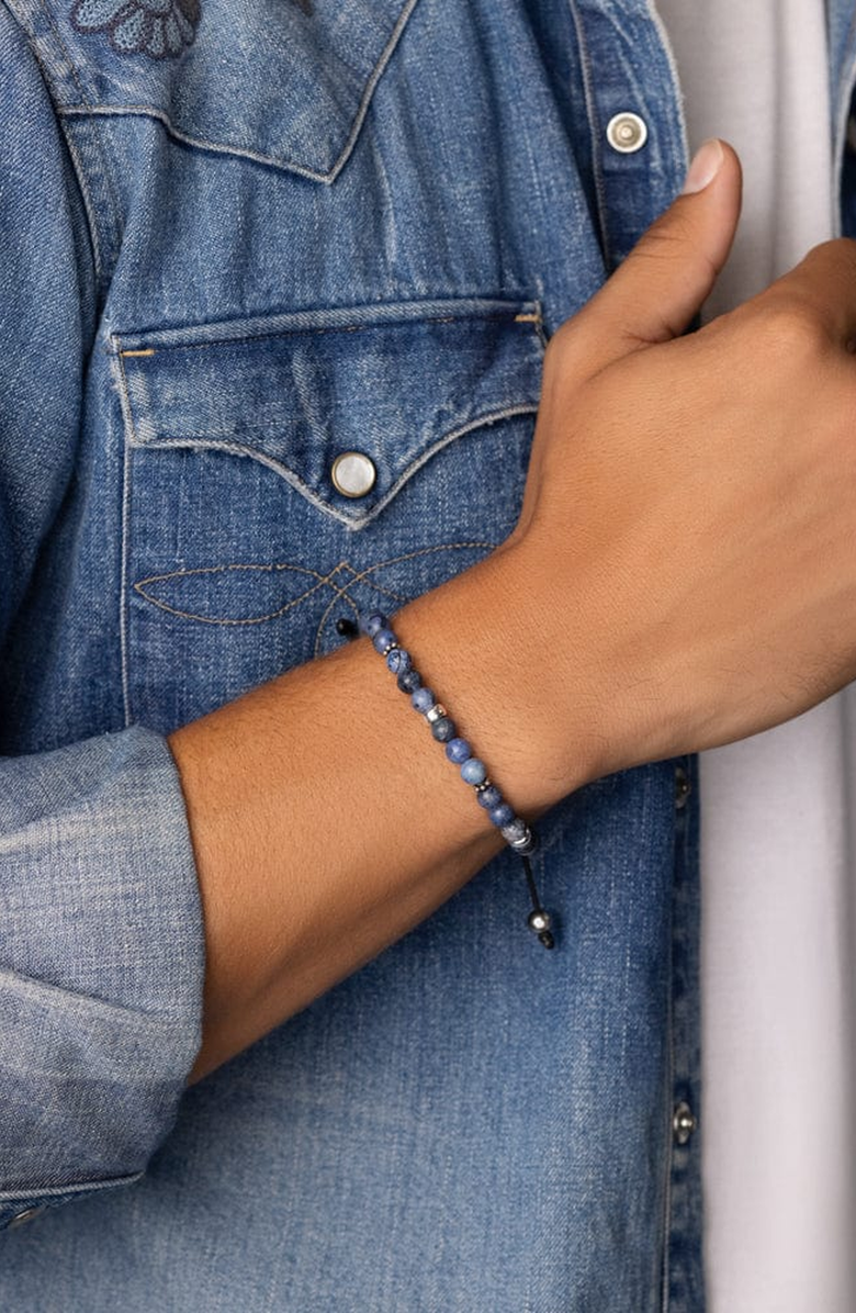 Nialaya Blue Dumortierite Beaded Bracelet, Alternate, color, Blue Dumortierite / Silver