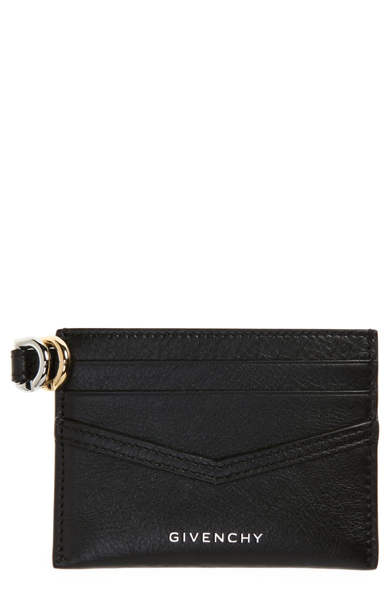 Givenchy Voyou Leather Card Case, Main, color, Black