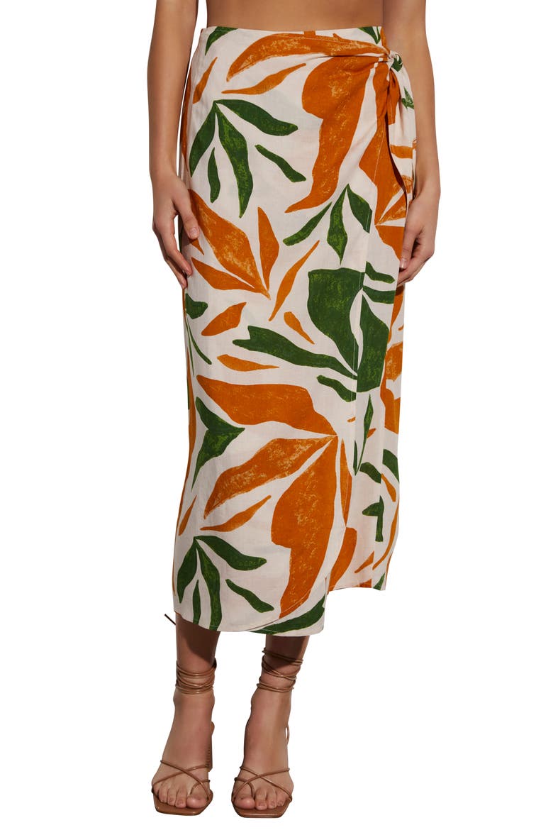 Rainforest Print Cover-Up Maxi Skirt, Main, color, TROPICAL