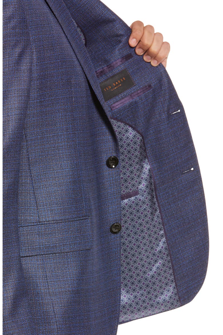 Karl Mixy Slim Fit Check Wool Sport Coat, Alternate, color, BLUE