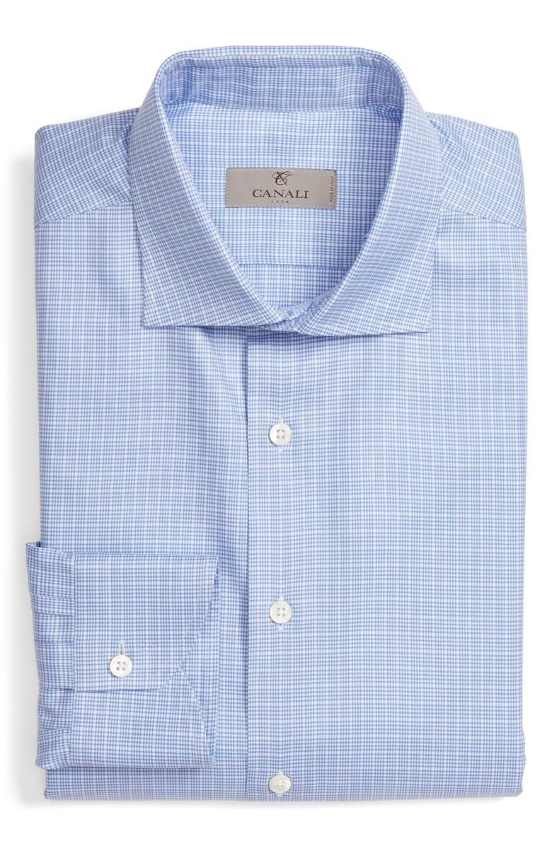 Canali Regular Fit Check Dress Shirt, Main, color, 