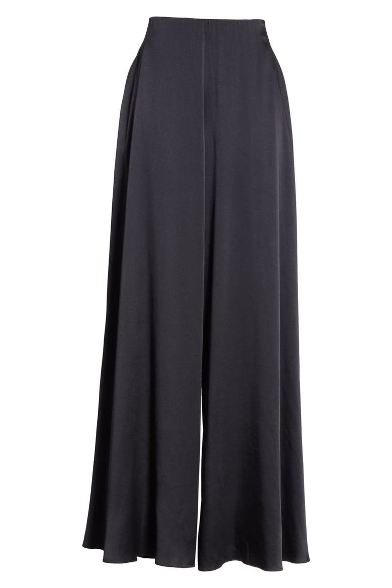Crepe Back Satin Palazzo Pants, Alternate, color, BLACK