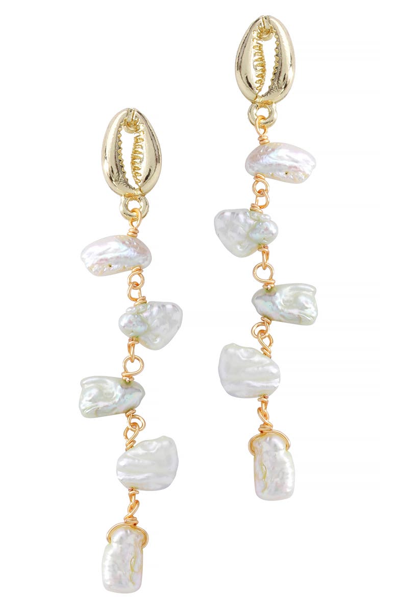 Nakamol Chicago Cultured Pearl Linear Drop Earrings, Main, color, 