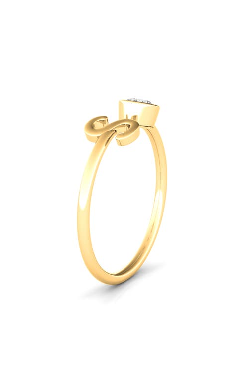 Hautecarat Lab Grown Diamond Letter Ring In 18k Yellow Gold - S