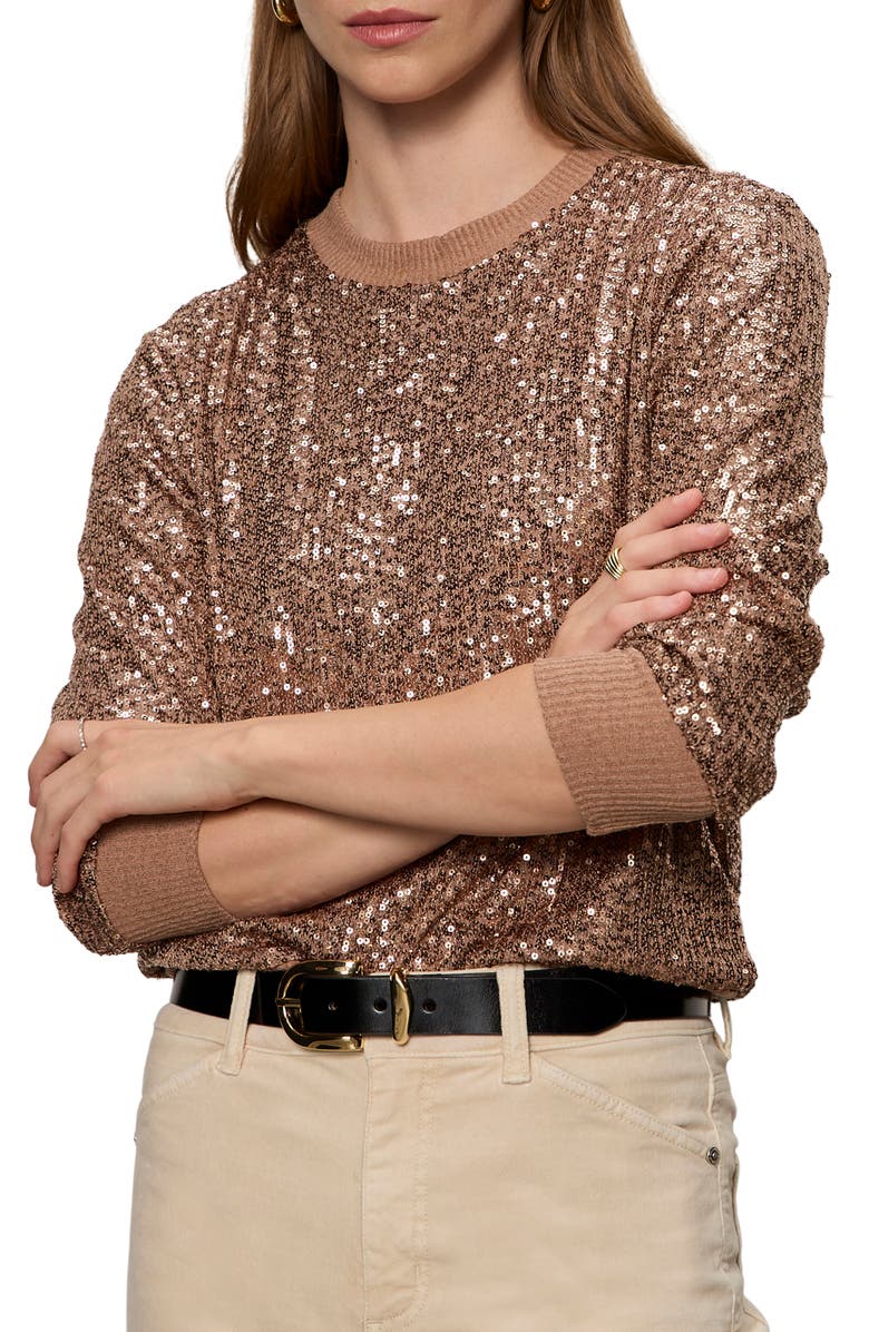 Sanctuary Relaxed Sparkle Knit Top, Alternate, color, Mocha