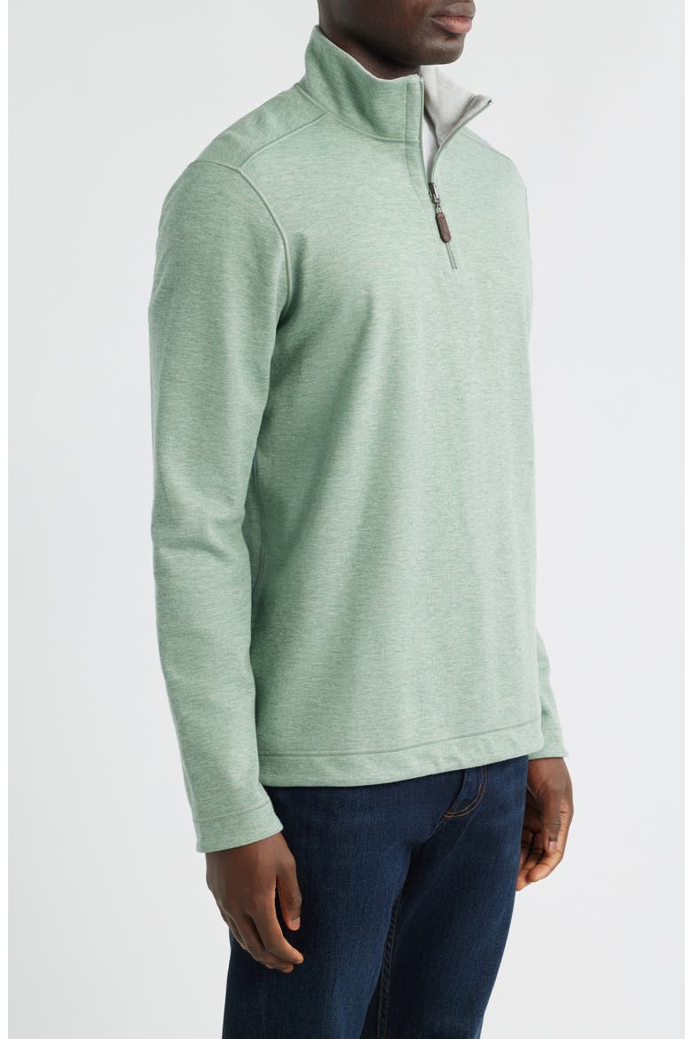 Icon Reversible Cotton Blend Quarter Zip Pullover, Alternate, color, SAGE/ WHITE