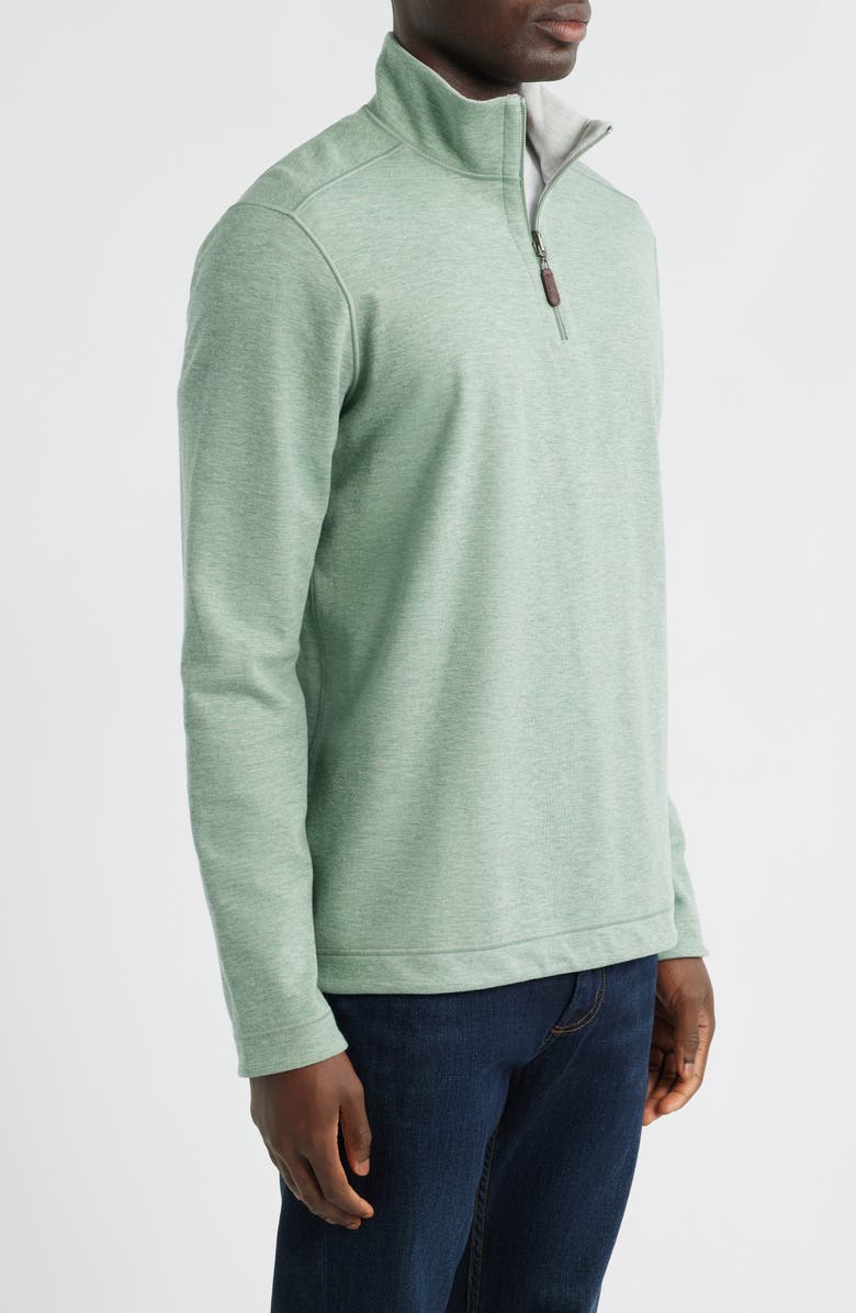 Johnston & Murphy Icon Reversible Cotton Blend Quarter Zip Pullover, Alternate, color, Sage/ White