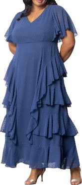Kiyonna Tour de Flounce Tiered Maxi Dress