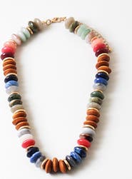 Erin McDermott Jewelry Wood and Neutral Beaded Necklace