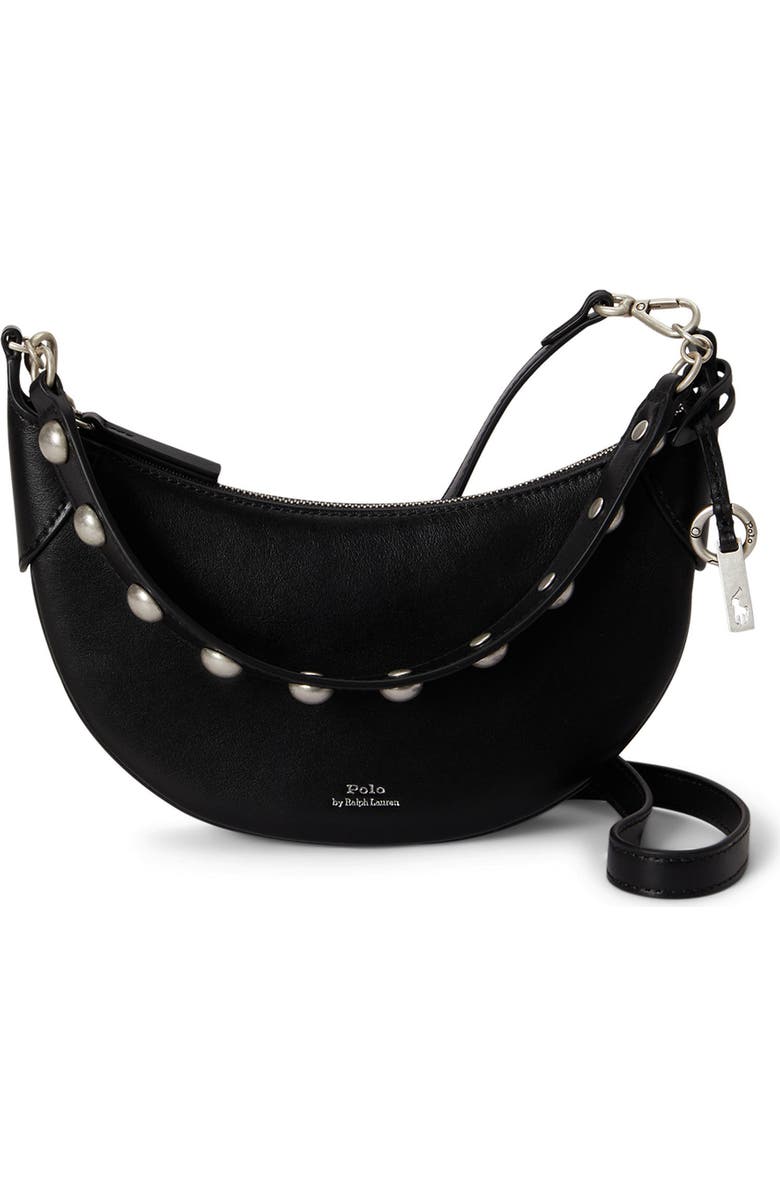 Polo Ralph Lauren Polo ID Stud Sport Calf Leather Crossbody Bag, Main, color, Black