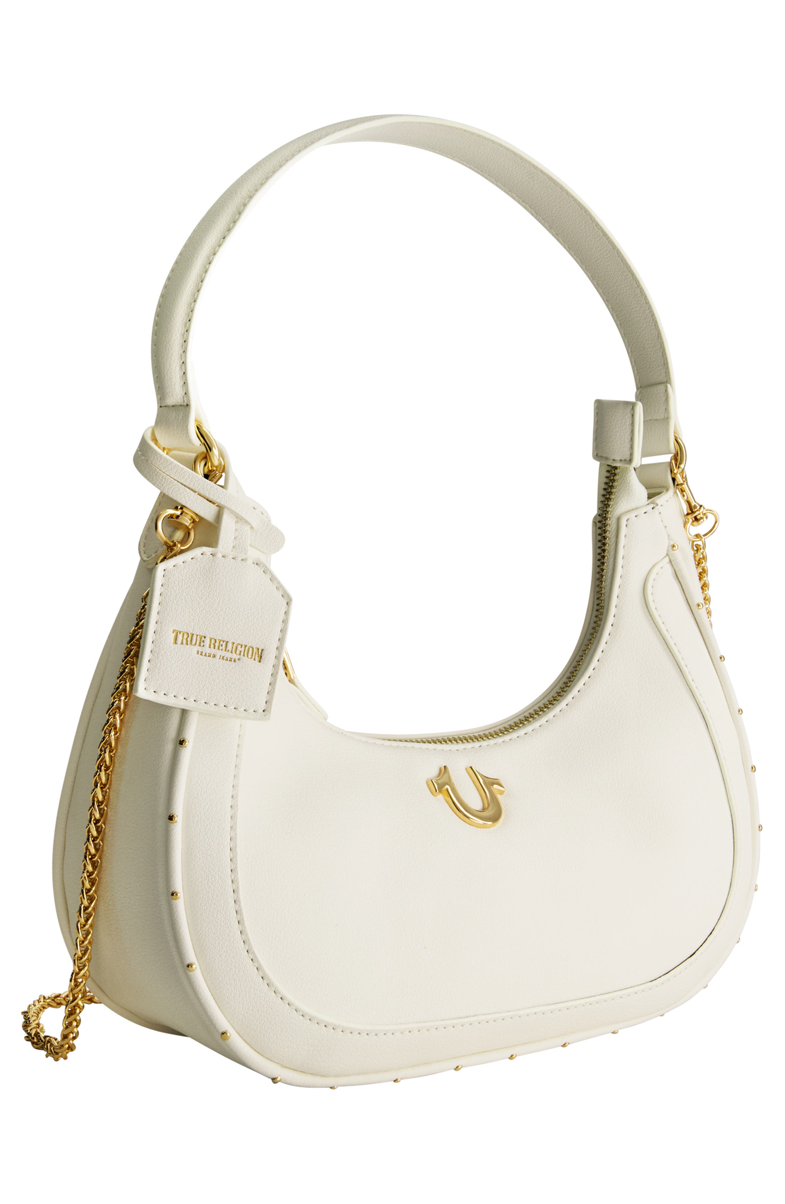 Zip Top Crescent Hobo Bag, Alternate, color, WHITE