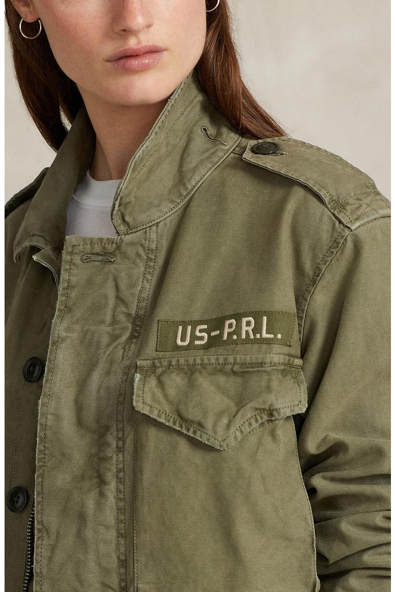 Cotton Twill Military Jacket, Alternate, color, SOLIDER OLIVE