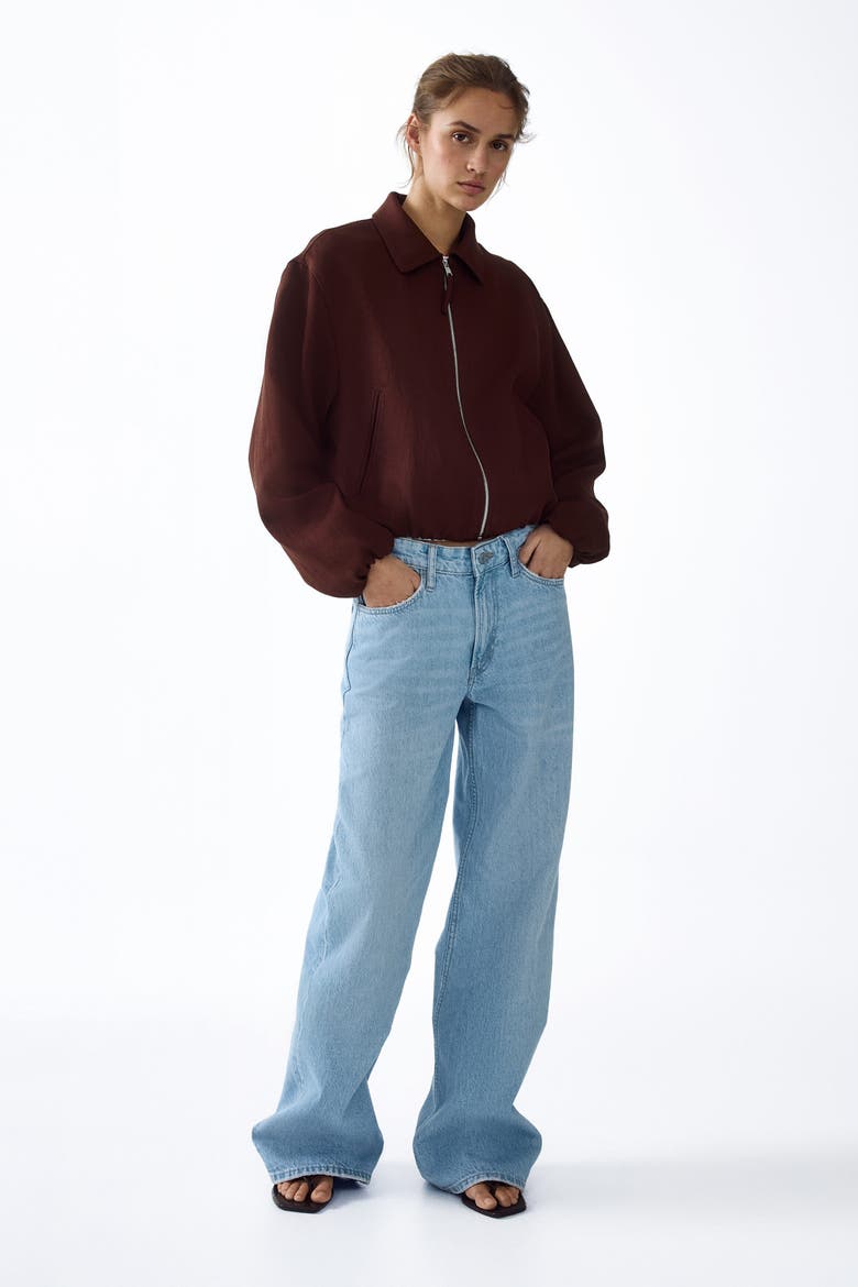 Oversized Bubble-hem Jacket, Alternate, color, Dark rust brown