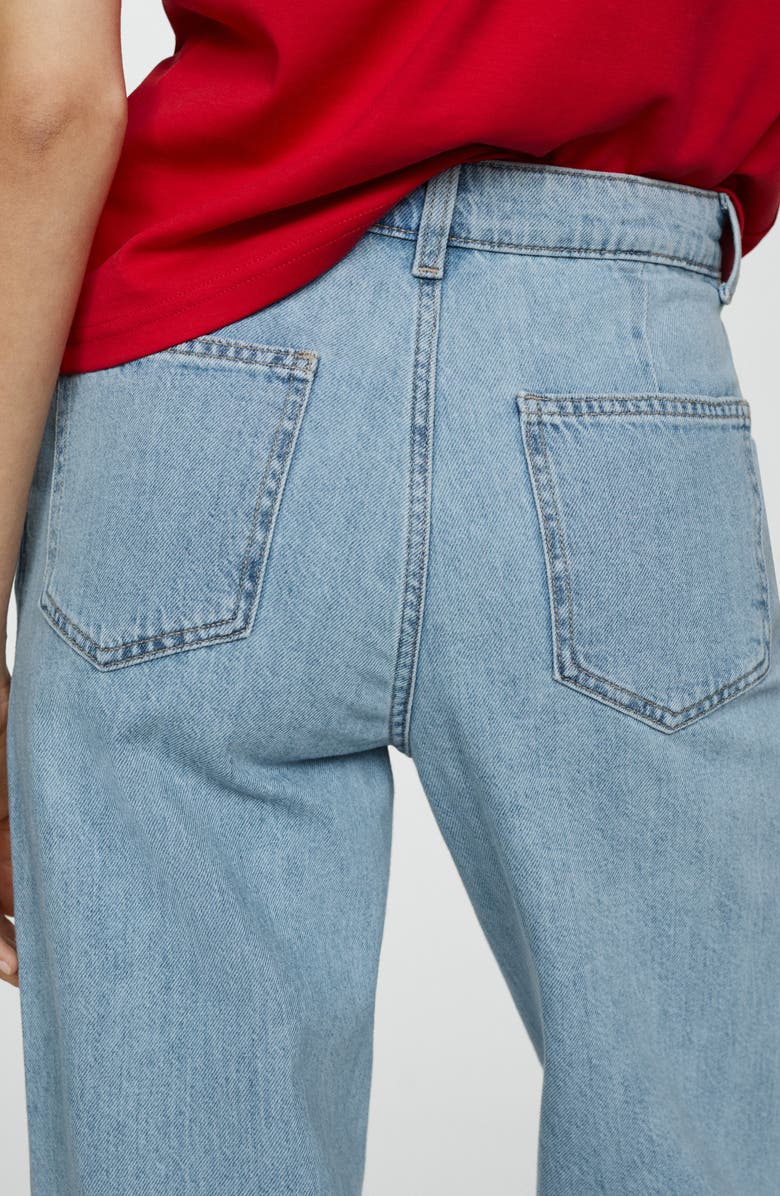 MANGO Pleat Straight Leg Jeans, Alternate, color, Medium Blue