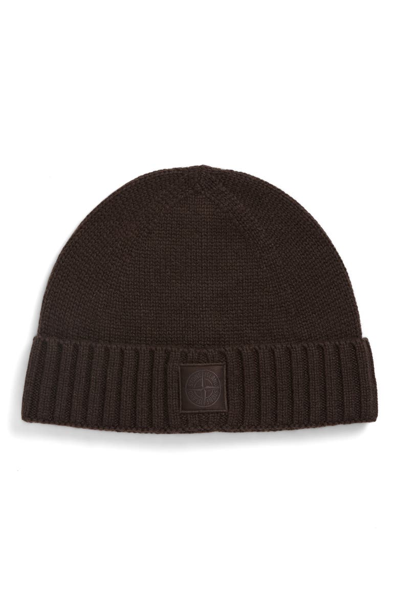 Ghost Cuffed Cashmere Beanie, Main, color, V0070 DARK BROWN