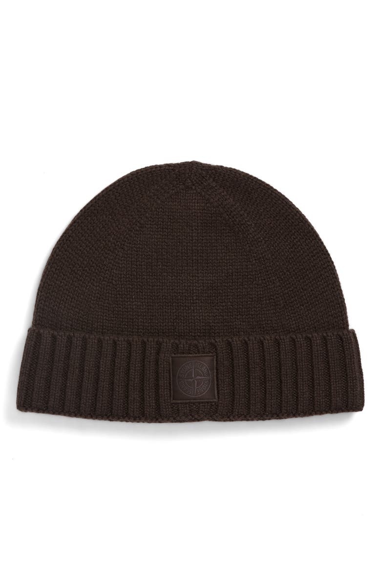 Stone Island Ghost Cuffed Cashmere Beanie, Main, color, V0070 Dark Brown