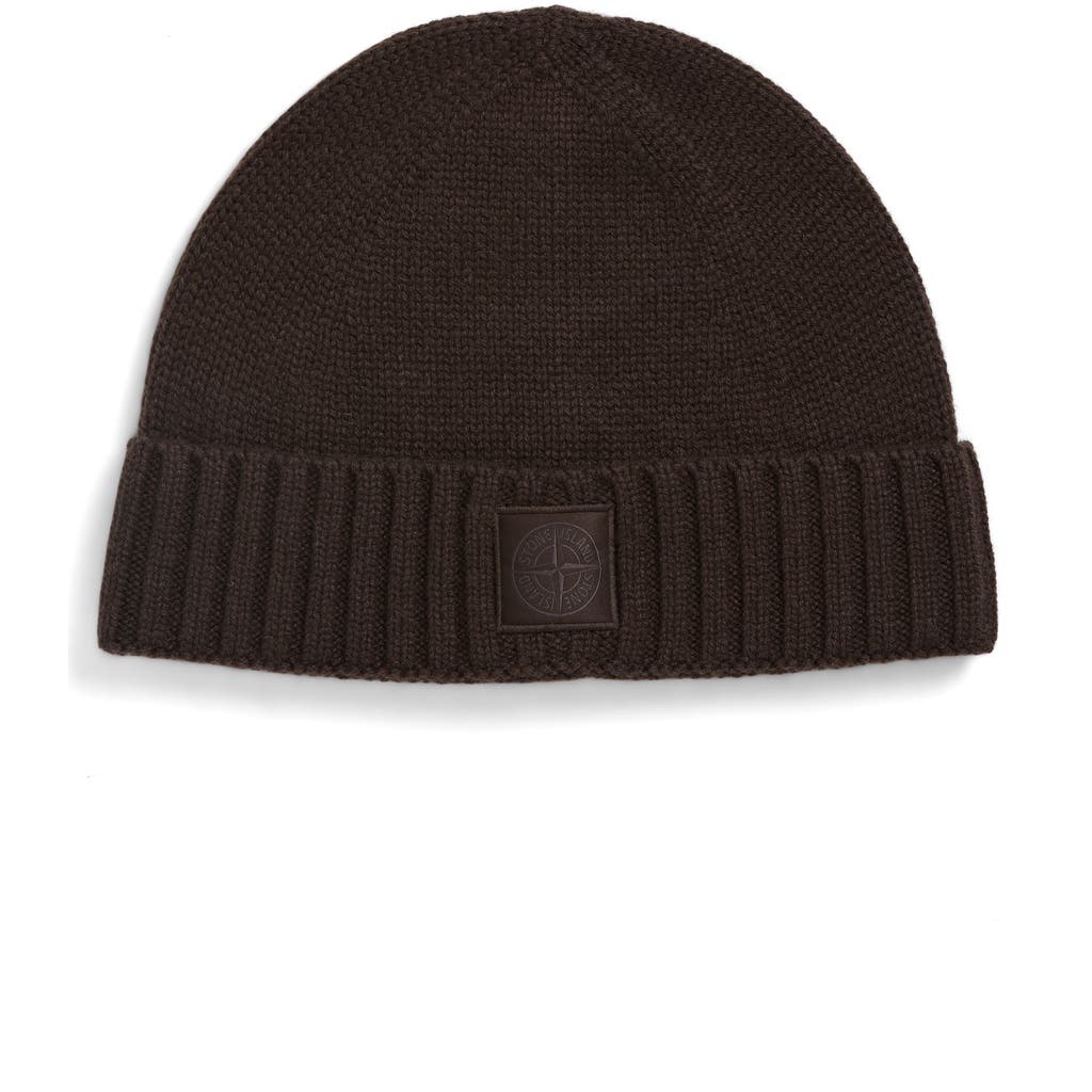 Stone Island Ghost Cuffed Cashmere Beanie In Gold