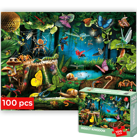 Kids Jigsaw Puzzle Set - Illustrated 100-Piece Puzzles with Educational Themes