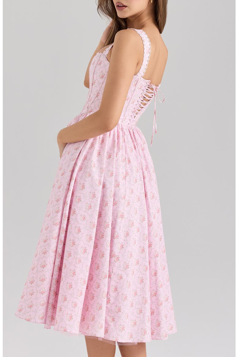 Amara Floral Print Midi Dress, Alternate, color, ROSE PINK