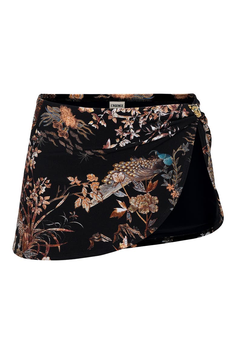 Coco Jungle Cover-Up Miniskirt, Alternate, color, BLACK