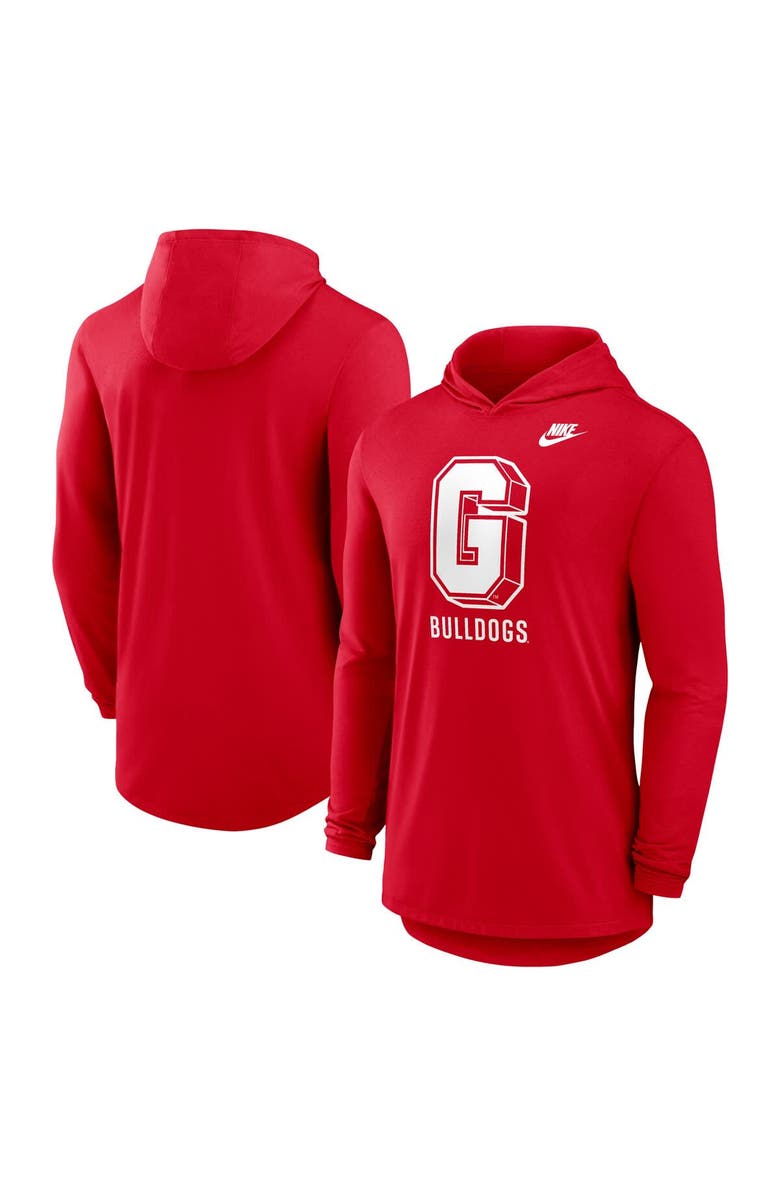 Nike Men's Nike Red Georgia Bulldogs Legacy Tri-Blend Dri-FIT Long Sleeve Hoodie T-Shirt, Main, color, Red