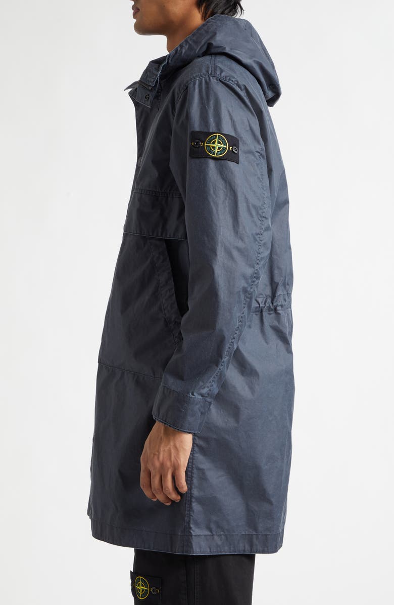 Stone Island Waxed Long Parka, Alternate, color, Navy Blue