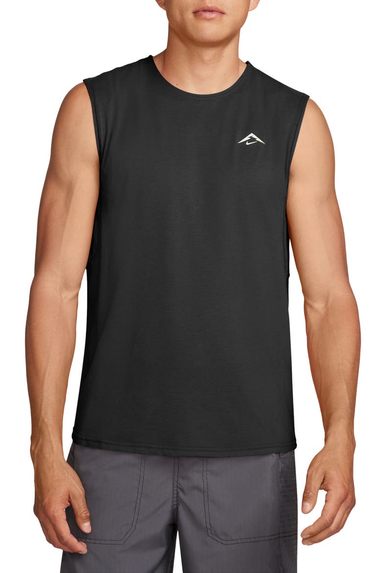 Dri-FIT Solar Chase Trail Running Sleeveless T-Shirt, Main, color, BLACK/ ANTHRACITE/ WHITE