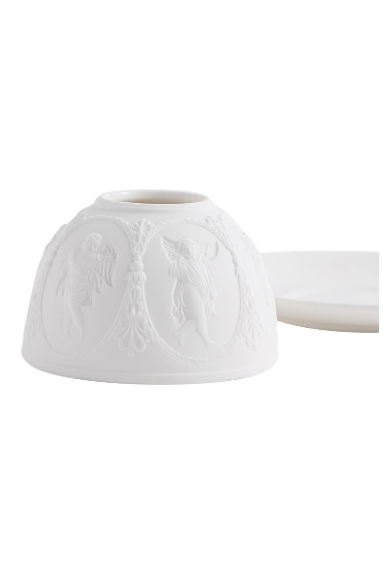 Festive Cherub Lithophane Vase & Plate Set, Alternate, color, WHITE
