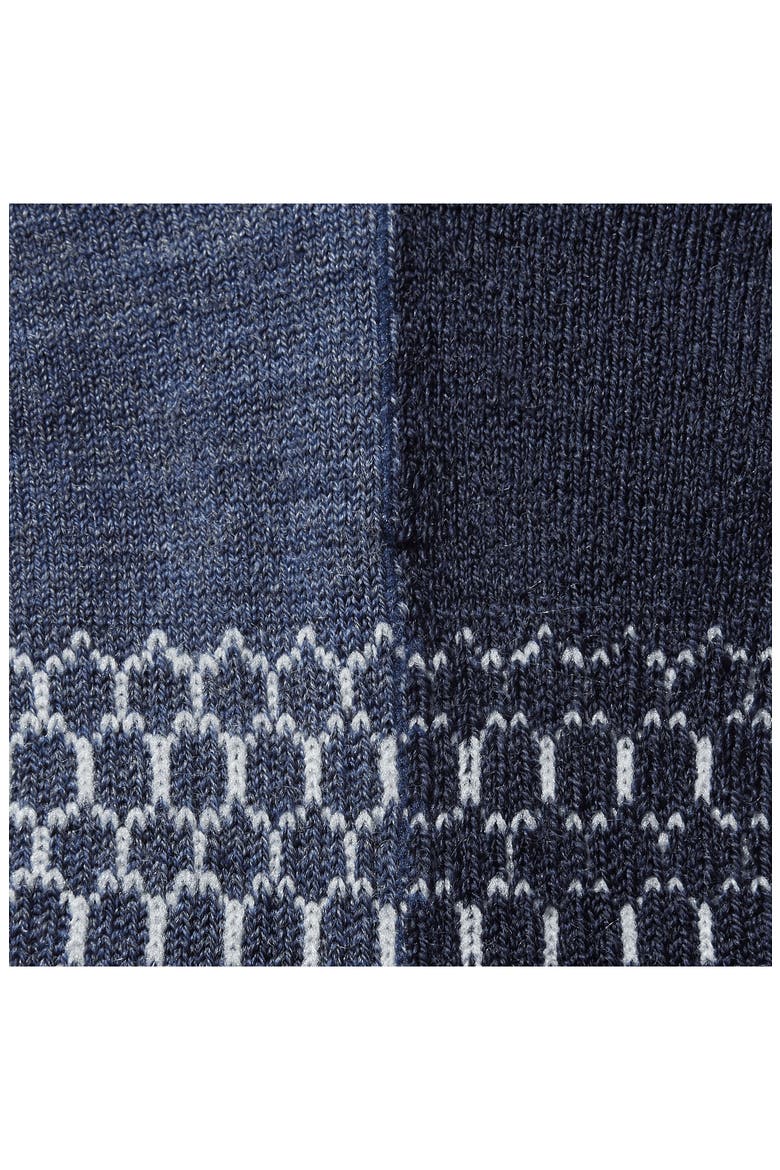 Heathered Colorblock Merino Wool Blend Calf Socks, Alternate, color, BLUE AGATE